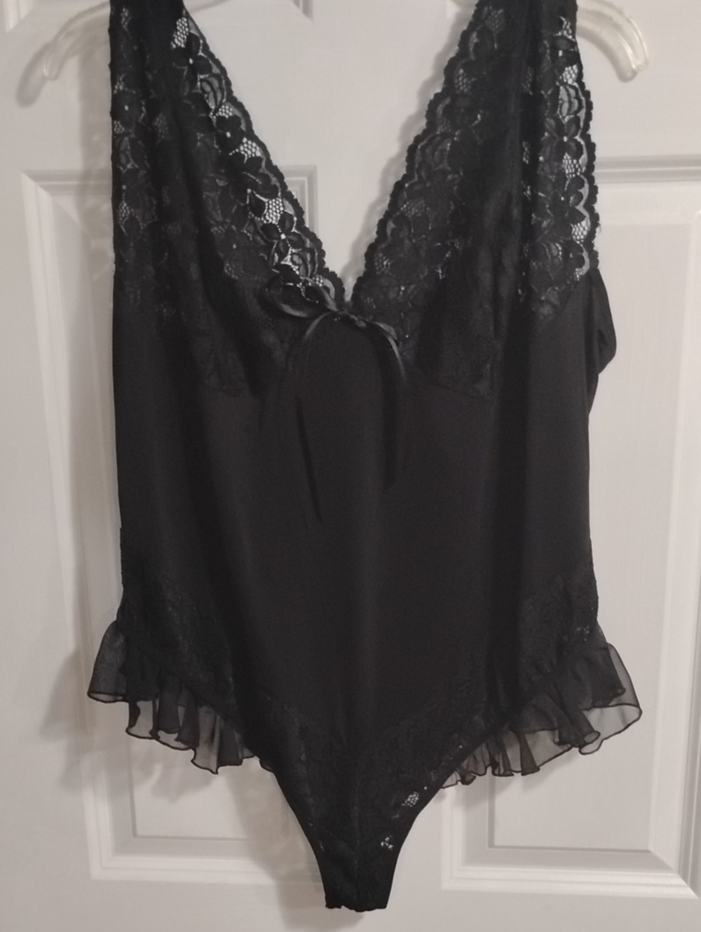 Black Lace-Trim Bodysuit for Women